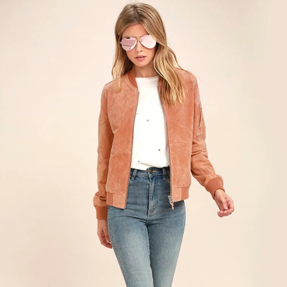 Obey Womens Nomadic Genuine suede bomber jacket